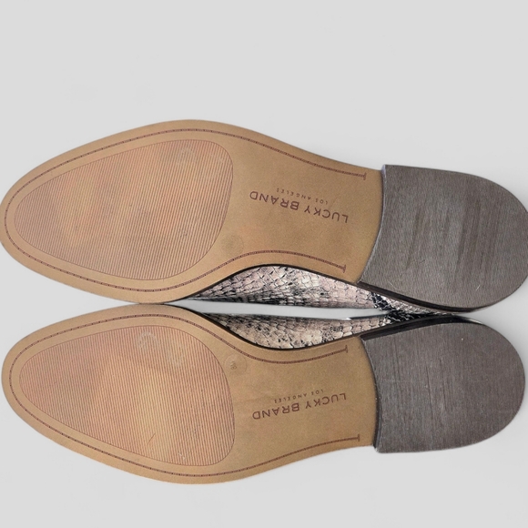 Lucky Brand Ankle Boots Brazilian Leather Snakeskin Pattern 8M Cowgirl Booties - Picture 9 of 11